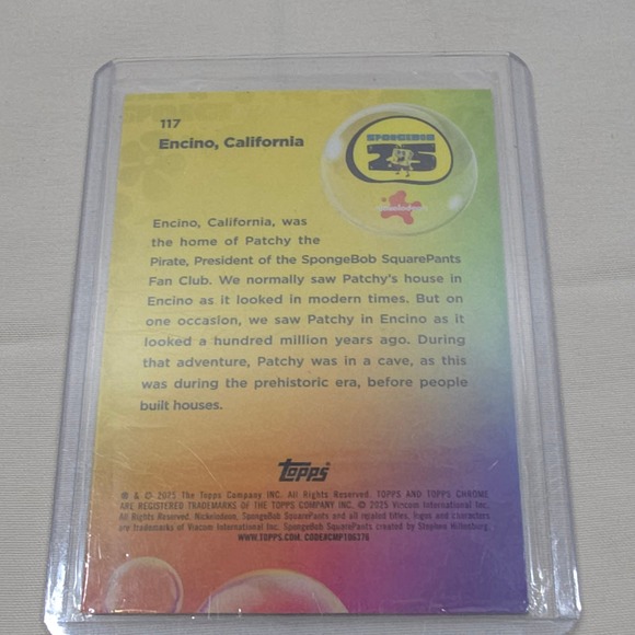 2025 Topps Chrome SpongeBob SquarePants Encino California 117 Green Parallel - Picture 2 of 2